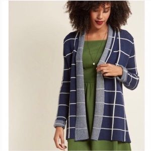 Modcloth Simply Snugly Windowpane Cardigan
